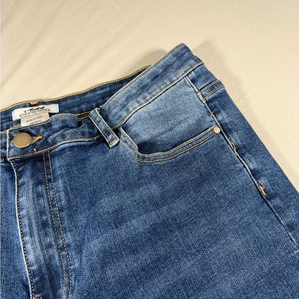 Back in the Saddle Size 16 Stretch Jeans Floral Embroidered Cuff - Picture 12 of 13